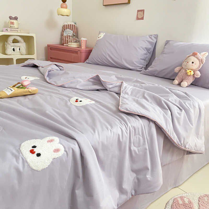 A类紫色纯棉小兔夏凉被婴童夏季全棉空调被亲肤可机洗薄被子床品4