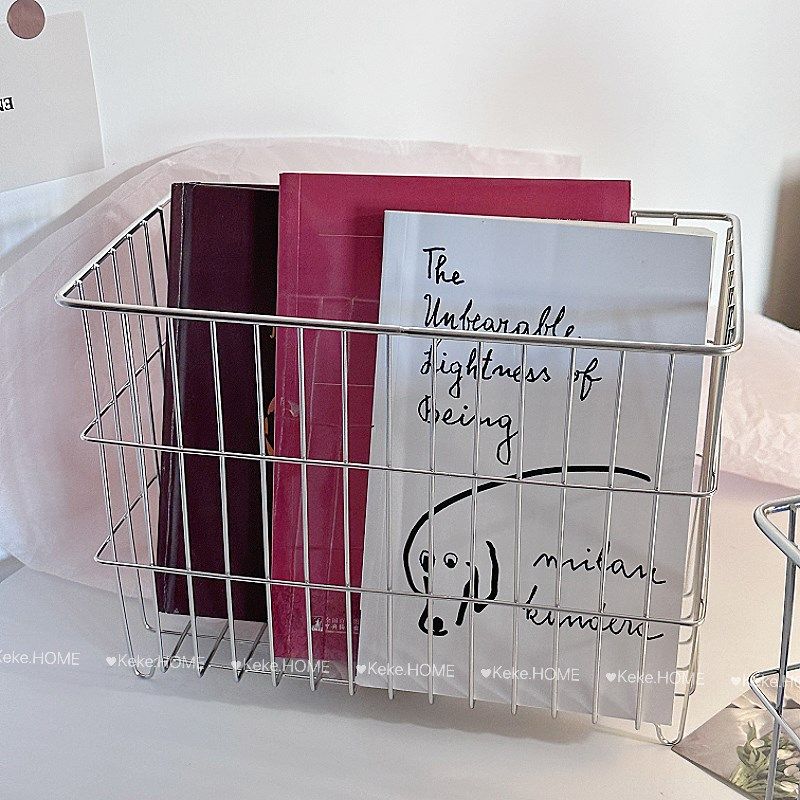 ins风 304不锈钢收纳筐厨房储物筐桌面杂物收纳篮高窄长型置物筐,收纳整理,收纳筐,淘宝优惠券,粉丝福利购,淘宝优惠卷