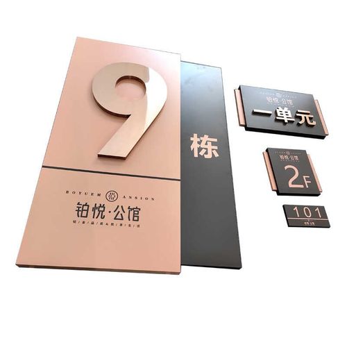 中式不锈钢楼号牌小区单元楼栋索引牌定制别墅仿古数字门牌号制作