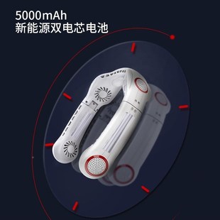 手持充小风款 新挂脖风扇便四核电懒人携式 扇389办公运动无叶挂脖