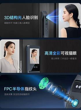 爵象人脸识指纹入锁家用别防盗门密锁电子锁智能KRC门锁码户门