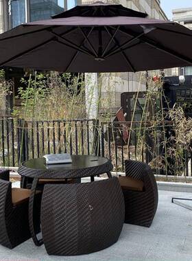 户阳外桌椅庭院别墅台收纳藤编防茶桌露台花园水防意WNX-收纳晒创