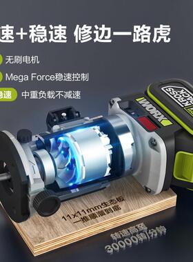 WU560锂电无刷修边木机WU560小锣机电木板铝塑铣板槽木工开神器