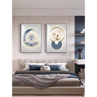 现代极简J552画主义卧室装饰,俗奢华通典雅温,主卧室背景墙挂画