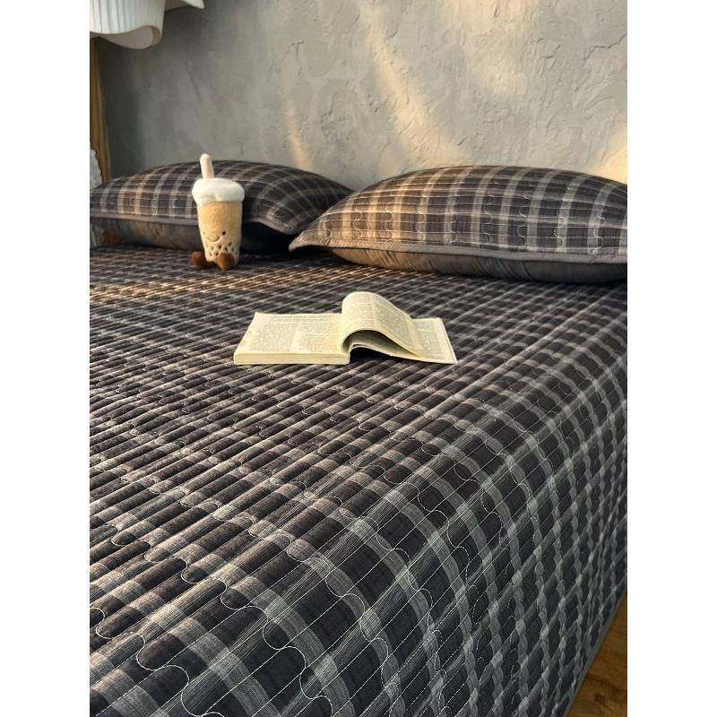 001简约深色床床盖三件套夹棉单防滑榻米炕盖可水洗榻人双四季通,床上用品,床盖,淘宝优惠券,粉丝福利购,淘宝优惠卷