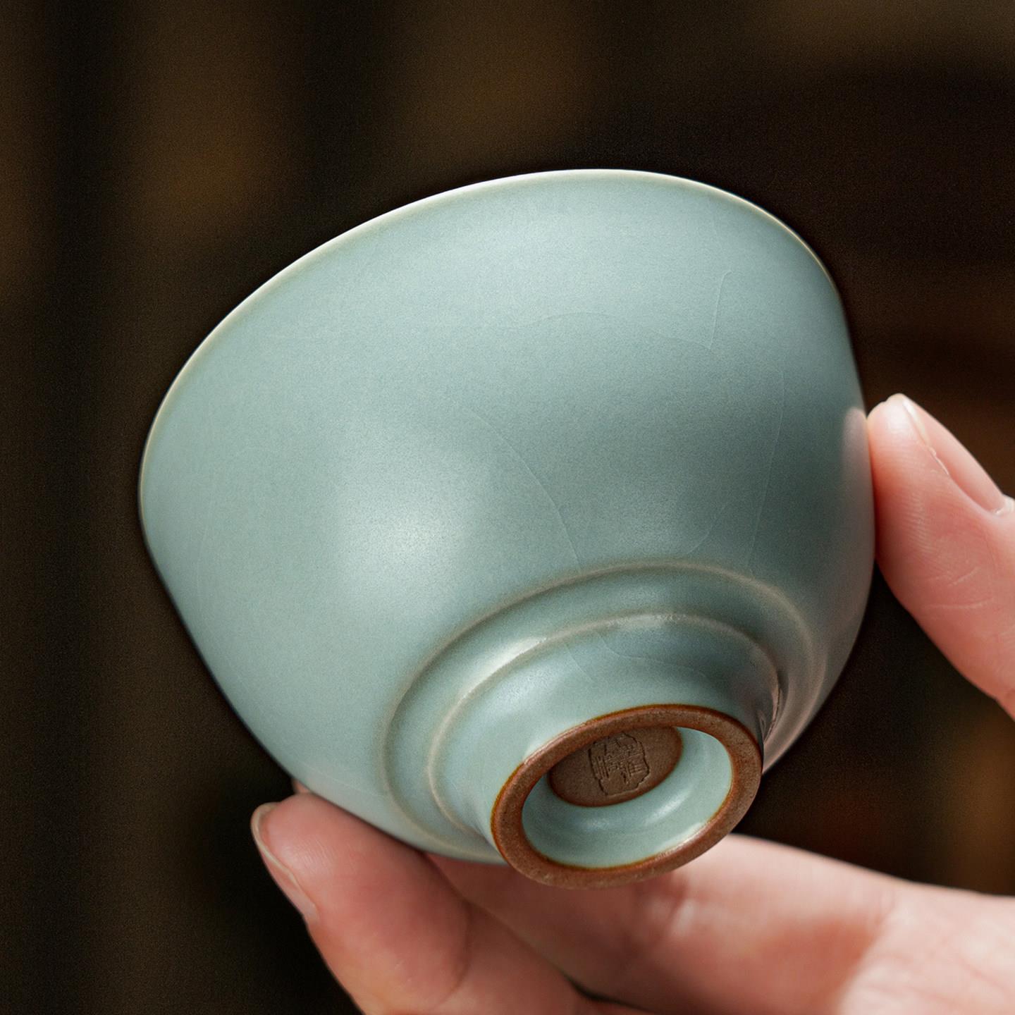 汝窑GDR茶杯主人单陶瓷品杯茗杯景德镇汝瓷杯杯具茶盏茶青瓷
