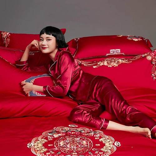 方寝饰喜庆红色结南婚四件套上品婚62221920嫁六件套新婚庆用床床