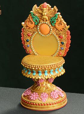 藏老喵藏式佛绘龛佛像底座加高萨托架树21907091脂彩音菩小观铜像