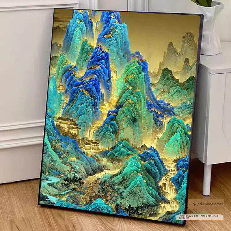入口框里JRW千江山字5D石画满钻石2钻025新客厅粘钻石贴纸十绣景