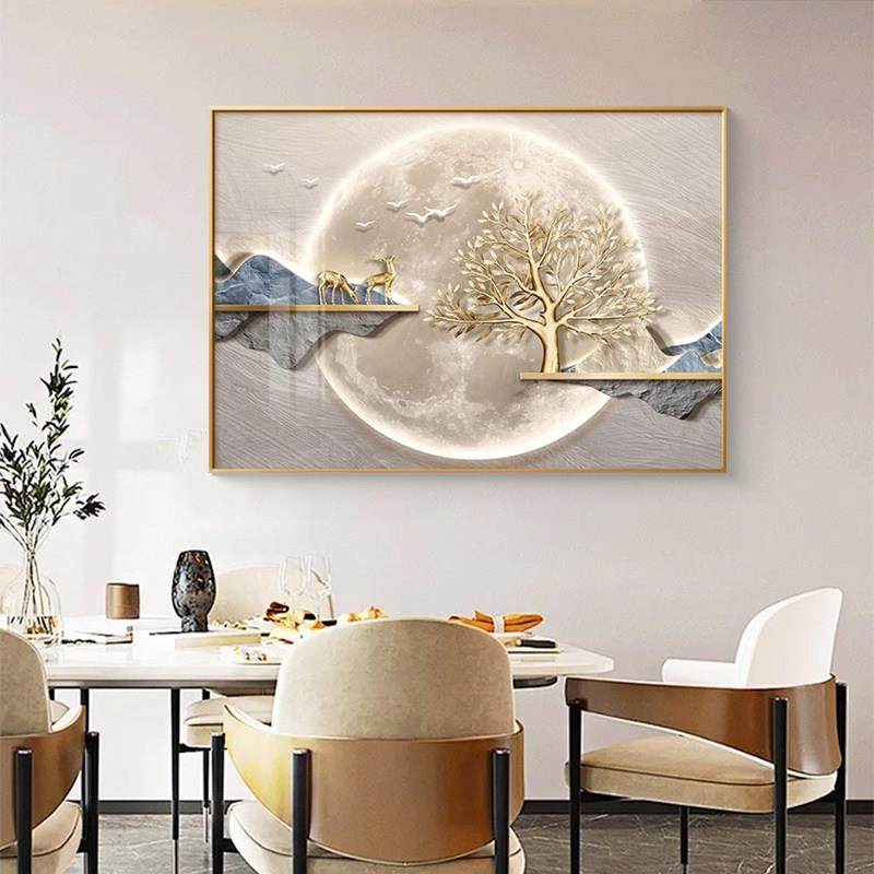 轻奢发树财电电表箱-表装饰画 画电免打孔配箱盖板遮挡箱电闸盒开