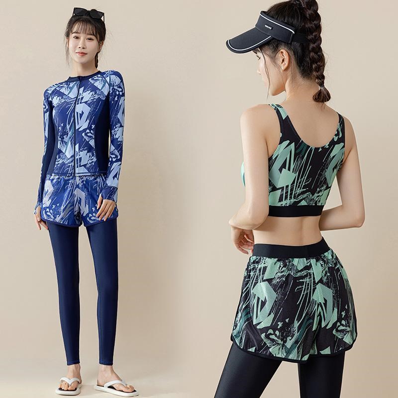 大码游泳衣女长袖长裤全身防晒四件套保守冲浪潜水服2025新款泳装