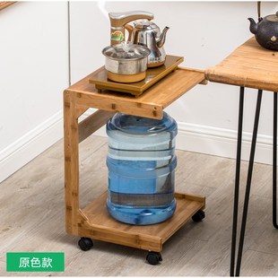 楠竹茶水台边柜茶几饮水机水桶架子功夫茶桌实木移动茶车茶叶置物