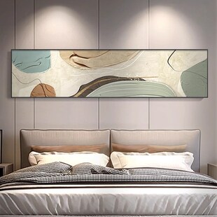 现代抽象酒店民宿卧室装 简约高级感客厅壁画 饰画主卧床头挂画横版