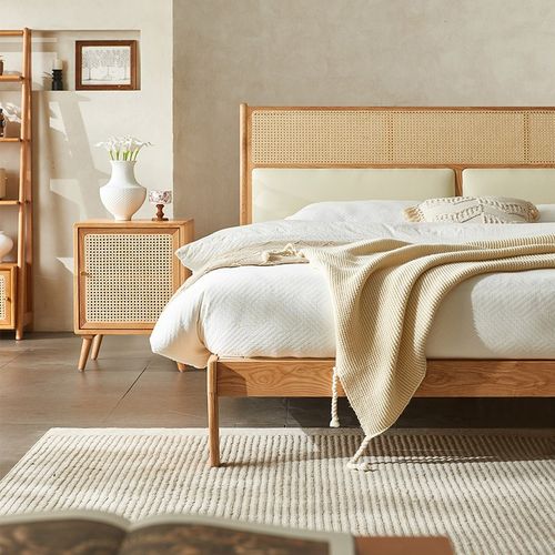 藤编匠师日式全实木藤编床现代简约1.8米大床1.5米主卧藤编双人床