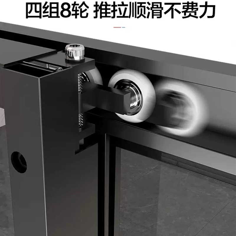 方形侧移门淋浴房小户型不锈钢浴屏内飞门干湿分离侧滑门玻璃隔断