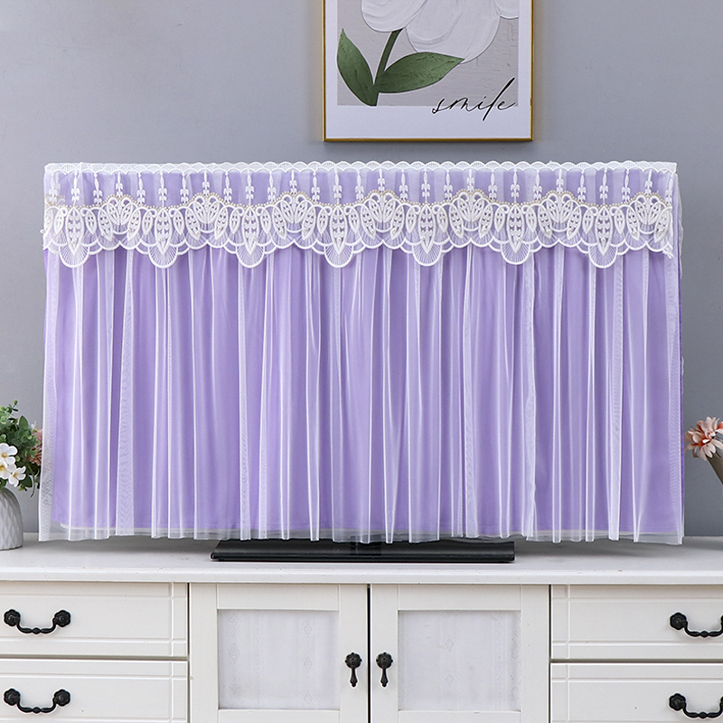 电视机防尘罩套盖布奶油风液晶电视罩套挂式开机不取65寸55寸蕾丝