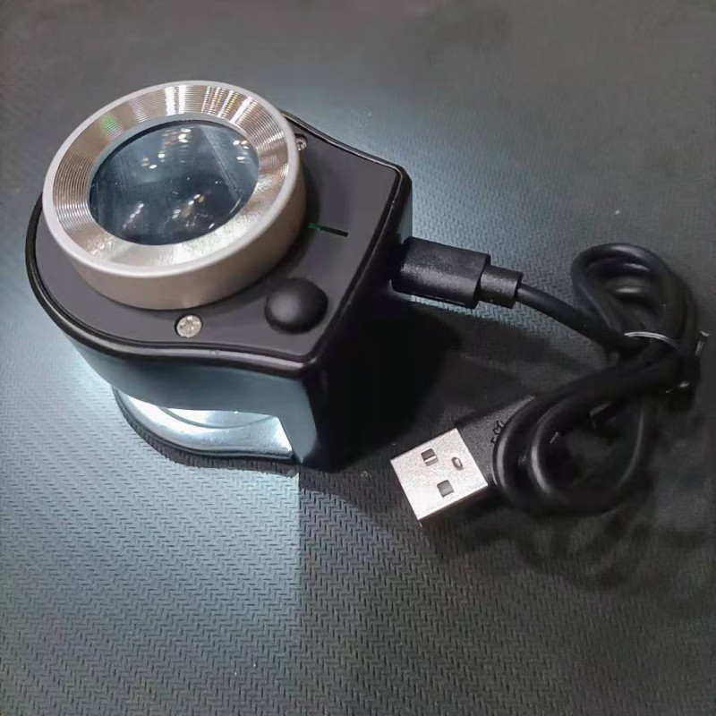 放大镜鉴定专用1000倍高清烟酒古玩带LED灯金属看鸽眼照纺织珠宝