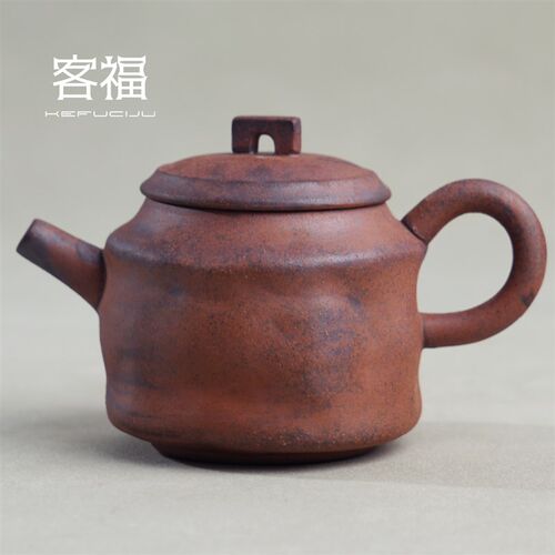 客福粗陶老岩泥圆岭手持小茶壶中式家用功夫M茶道正把茶叶冲泡单