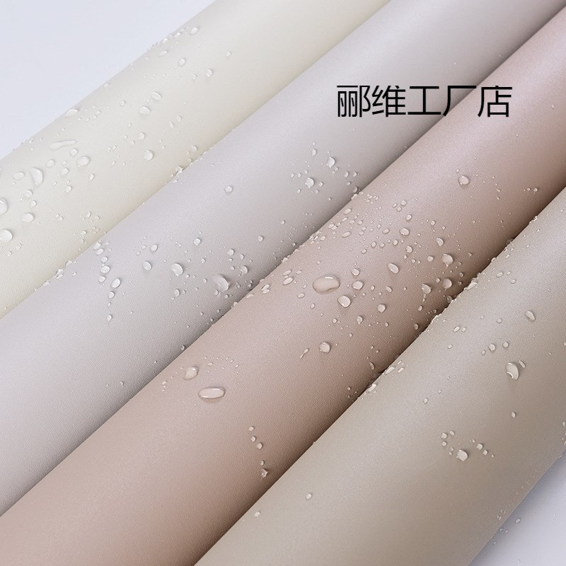 奶油色墙纸自粘防水防潮柜子改色贴膜衣柜桌面宿舍翻新背景墙壁纸