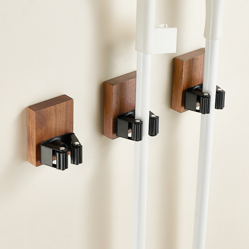 实木拖把壁挂夹墙上挂钩挂架免打孔拖布夹扫把收纳架固定拖把架子