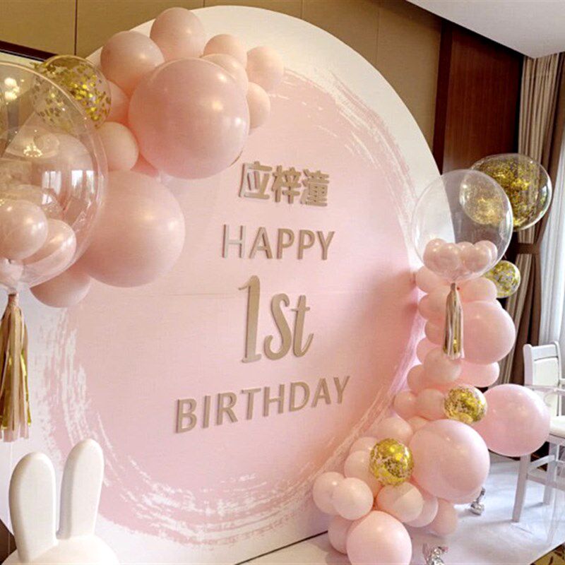 圆形KT板大理石成人宝宝周岁满月生日背景布拍照S背景板布置海报