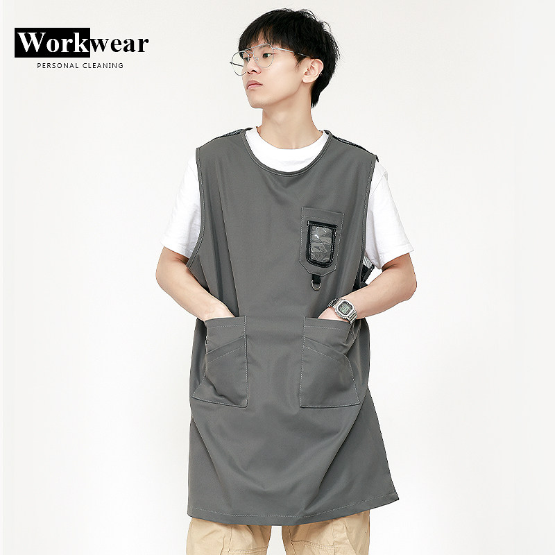 帆布围裙餐饮专用k网红防水防油罩衣咖啡奶茶店服务员工作服女围
