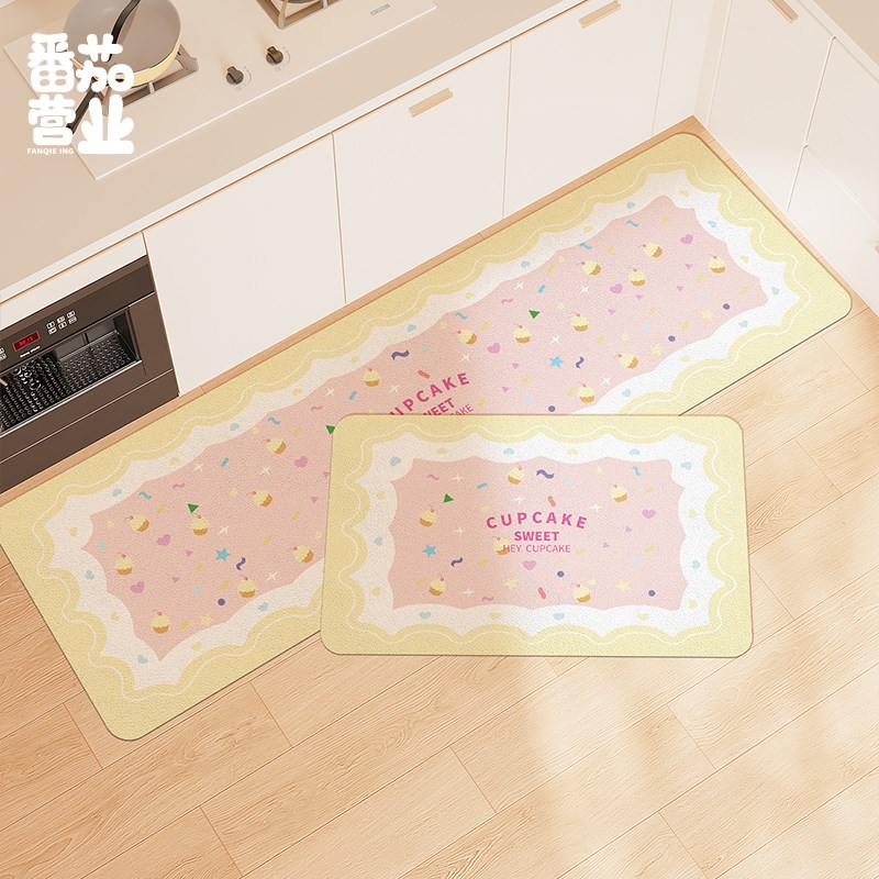家用可爱厨房吸水地垫耐脏吸油免洗可擦脚垫可爱少女浴室防滑门垫