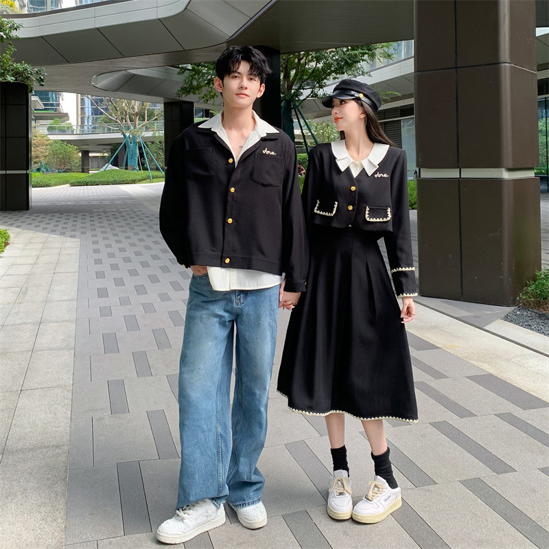 小众设计感情侣装春秋季2024新款韩版衬衫法式一衣一裙女两件套潮