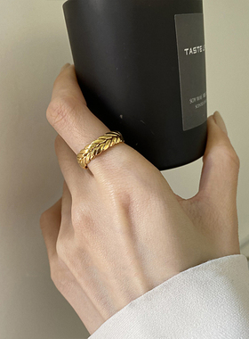 港风ins时髦设计感麦穗戒指女开口可调节个性食指戒气质大麦指环