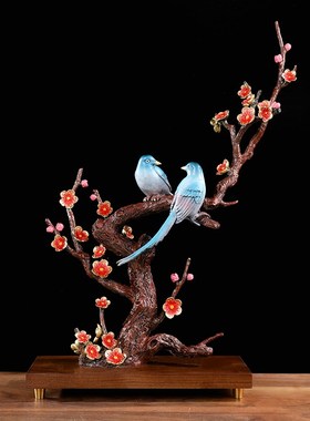 《喜上眉梢》枝头铜摆件喜鹊中式客厅装饰乔迁新居结婚送新人礼物