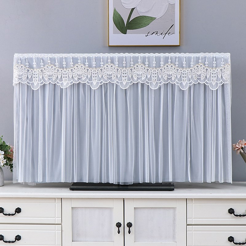 蕾丝电视机防尘罩开机不取挂式台式液晶电视套盖布65寸75寸电视罩