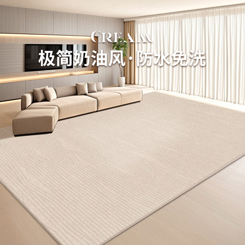 客厅地毯免洗可擦防水极简奶油风加厚沙发毯K2024新款卧室床边地