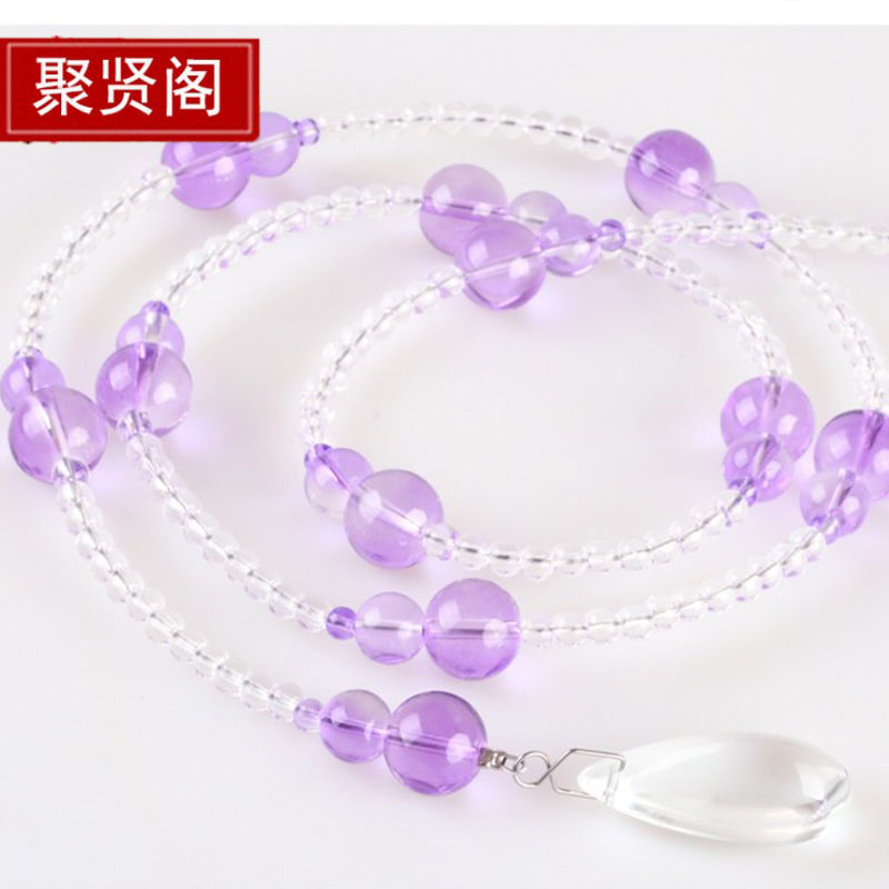 紫色水晶葫芦珠帘玄关水晶隔断帘 客厅卧室卫生间免打孔 阳台门帘