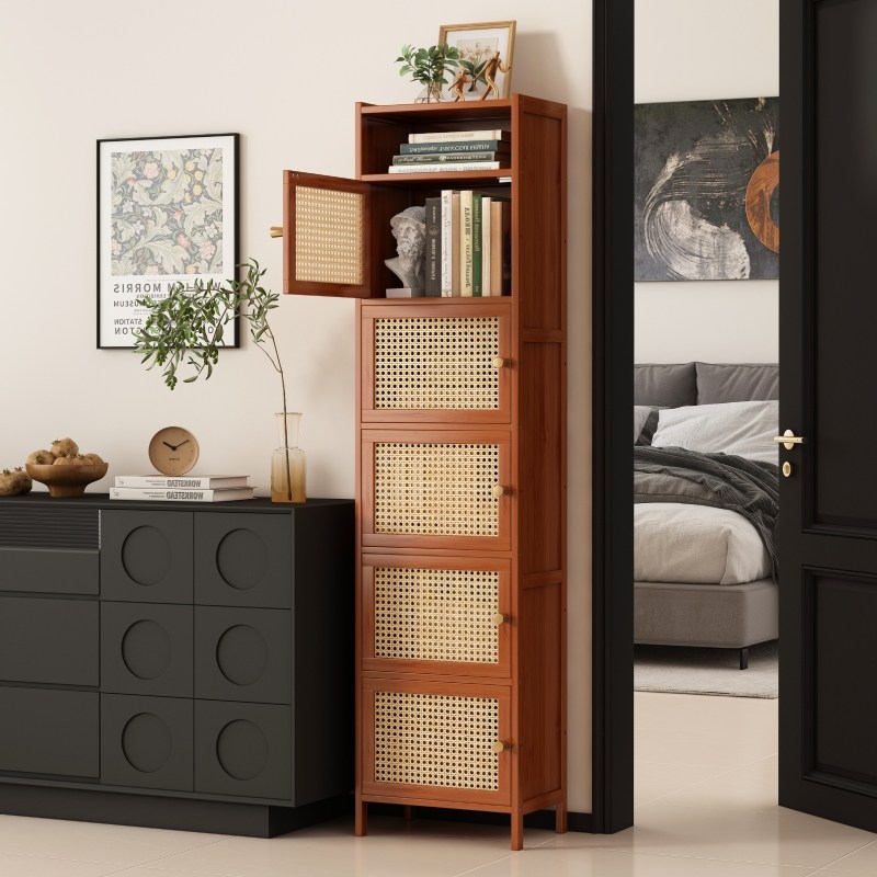 书柜带柜门一体夹缝防尘高窄柜实木书架客厅墙边立式置物柜收纳柜,住宅家具,单个书柜,淘宝优惠券,粉丝福利购,淘宝优惠卷