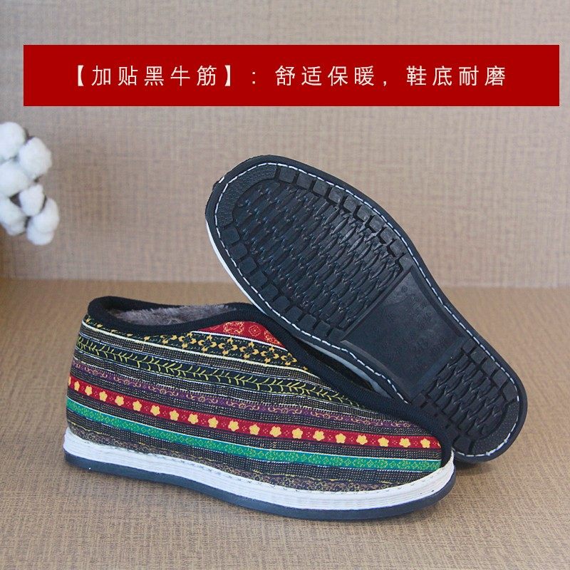 冬季男鞋加绒老北京千层底布鞋女懒人鞋冬季保暖透气棉花棉鞋男
