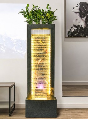 现代简约流水墙喷泉摆件落地客厅办公室内景观水幕墙屏风招财装饰