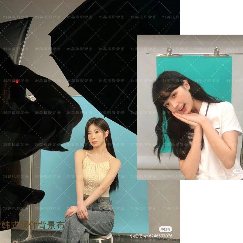 韩国女高学院风韩式证照件背景布简约韩系形象照背景纸肖像背景