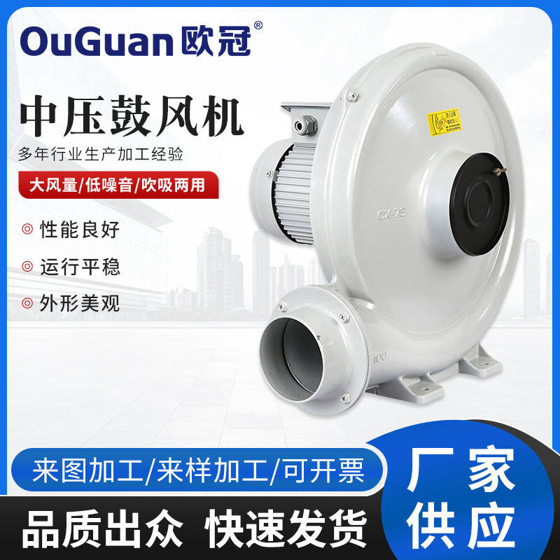 欧冠中亚风机380v送风除尘助燃风机塑料颗粒输送耐高温中压鼓风机