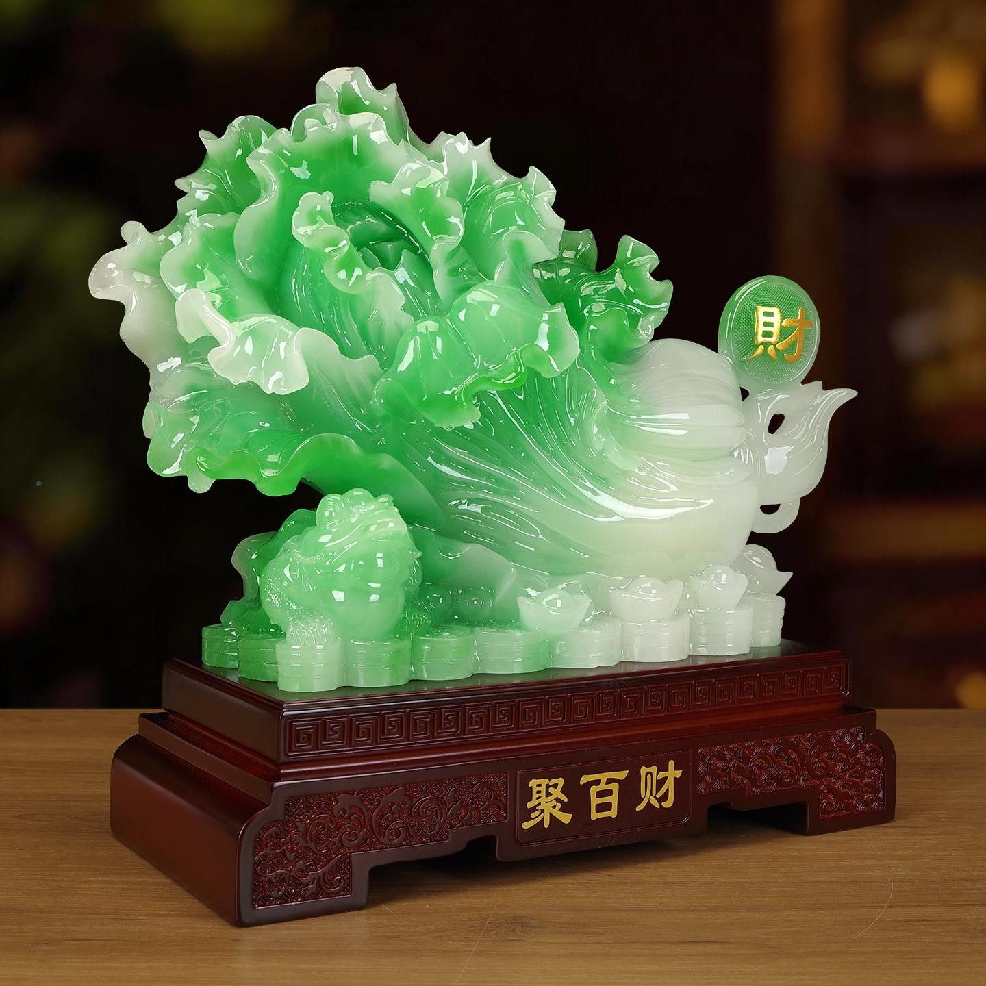 202招6新款财闺聚迁财玉白菜摆件客厅旺宅酒柜装wmd_9088饰品蜜乔