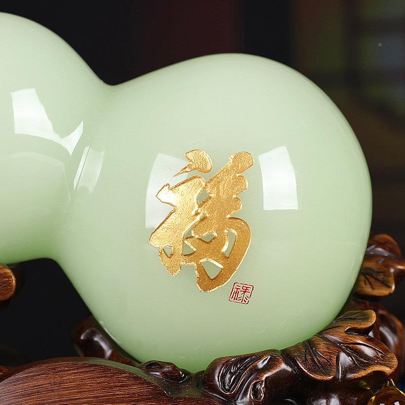 琉璃玉葫芦摆件招财礼玄关葫芦中式家BJ201908视客厅电柜饰品乔迁