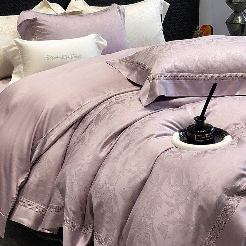 轻奢风高档天丝棉四件套四季通用款柔软提花覆古被套床单床上用品