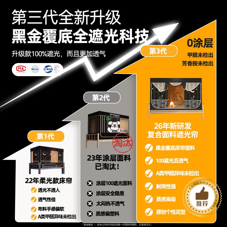 2026新遮光床帘式学生宿舍蚊帐一体全寝下室单人专XZ06+CL5用上铺