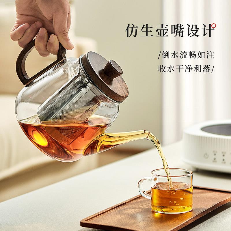 玻茶具套组家用茶盘小会型办公室轻客耐热璃奢泡茶壶时沐喝茶功夫