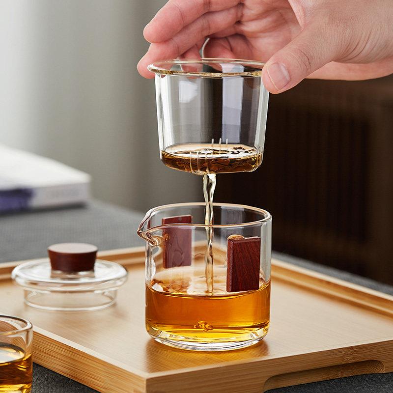 美斯旅尼快客杯户两一壶二杯家用外用玻璃泡茶壶M-521-1行茶具可