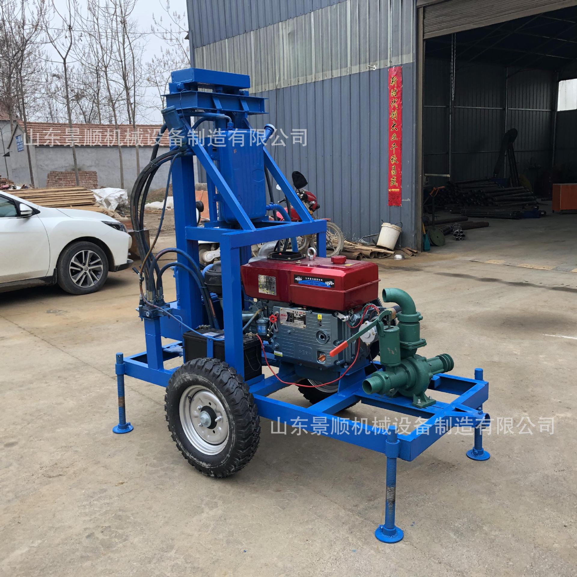 柴油液压打井机 农田灌溉22马力水井钻机 轮胎牵引式钻井机现货