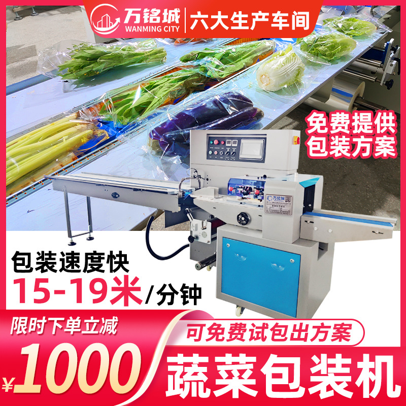 全自动蔬菜包装机 生鲜水果打包机套袋机称重贴标蔬菜枕式包装机