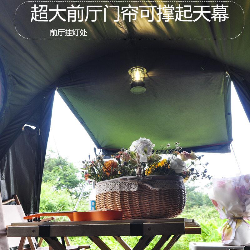 户式外露营加大层防YBB雨遮阳晒一室双一厅可携多人黑胶帐篷公防