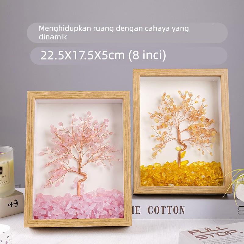 天然疗水晶碎石水水晶相框摆件粉紫黄树XBS水晶生命树创意家居愈