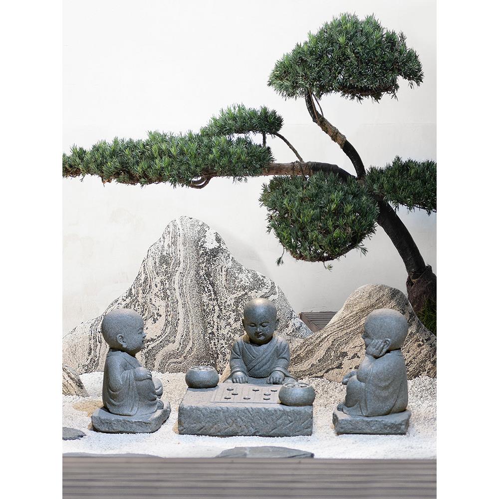 中式禅意空间观下棋对弈沙弥装饰外园林景置smf-sm00庭布院花园造