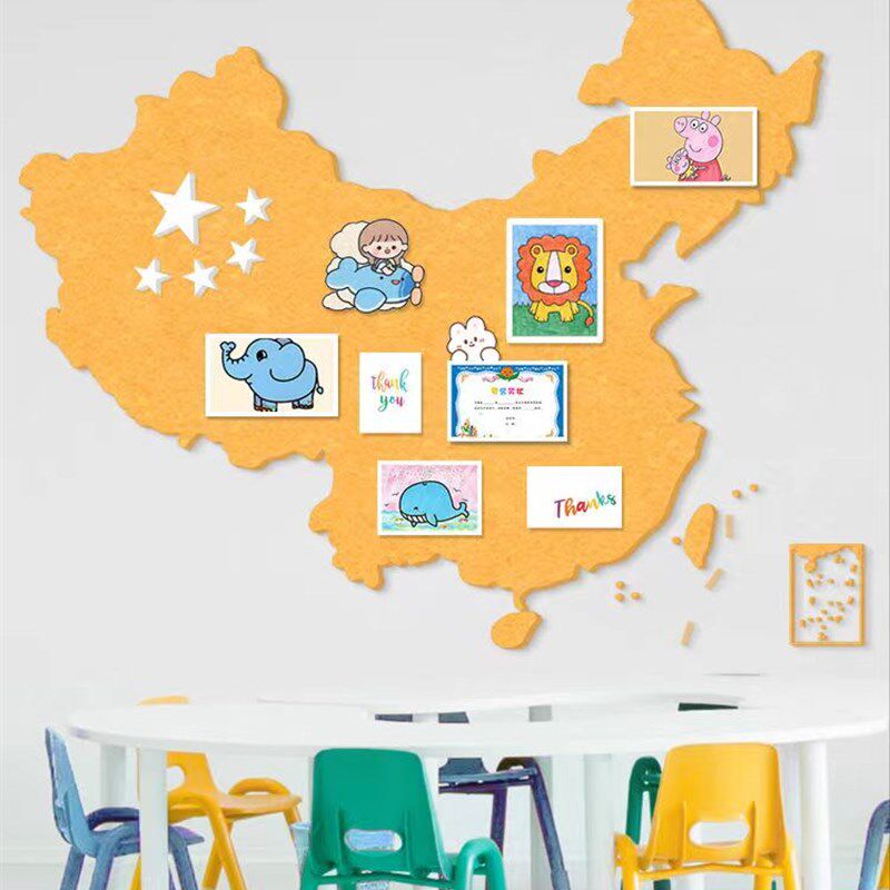 定制地图客厅毛毡板地图墙贴软木板照片墙卧室办公室背景墙壁饰